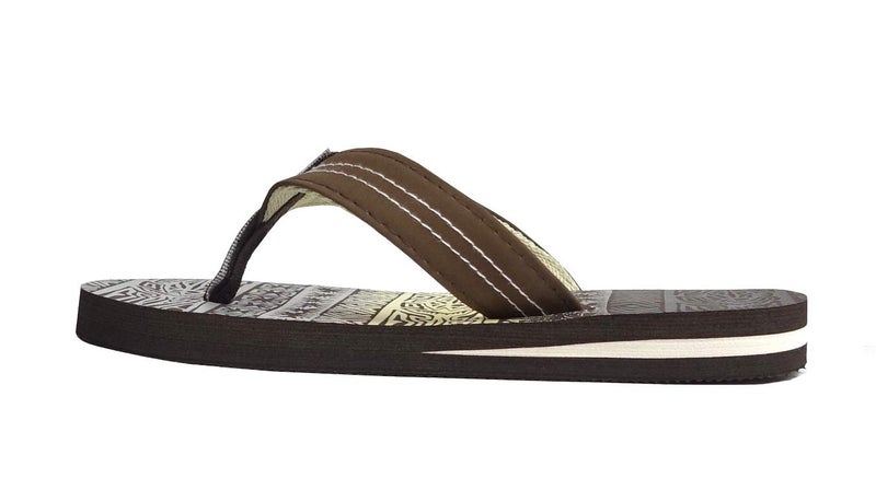 REDVOLUTION New Kids' Tribal Pattern Tropical Print Beach Sandals Boys' Bali Flip-Flop (5, Brown, numeric_5) - Image 5